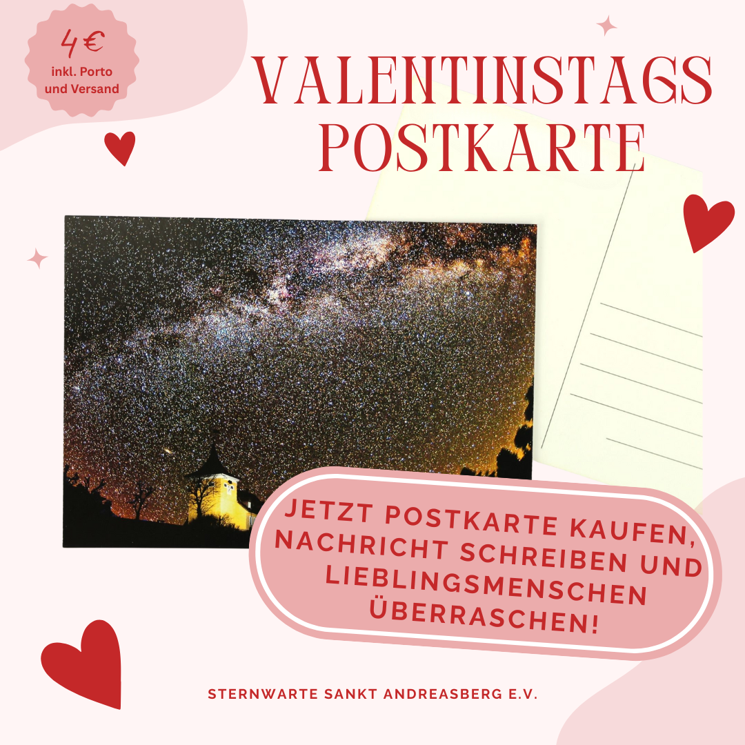 Valentinstags-Postkarte „Sternenhimmel über dem Glockenberg“ – handgeschrieben & direkt versendet